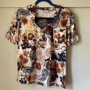 Vintage Blair floral short sleeve blouse with lace detail